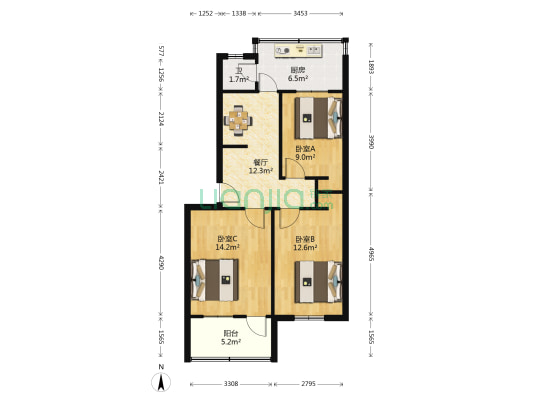 望山烟草局宿舍 3室1厅1卫 71平方