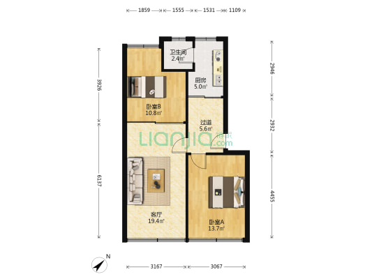 青云路289 2室1厅1卫 72平方
