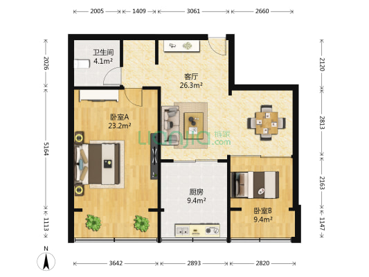 静安门外1-16号 2室1厅1卫 104平方