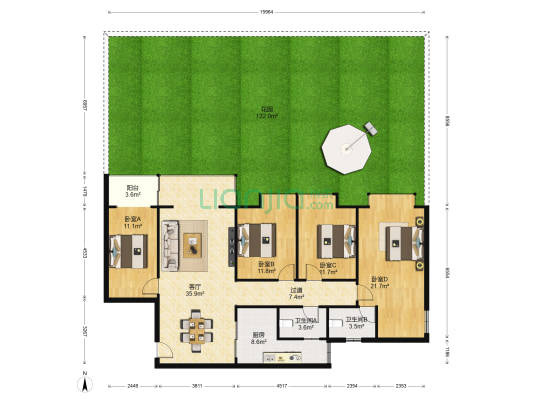 阳江苑·西岭御景 4室1厅2卫 137平方