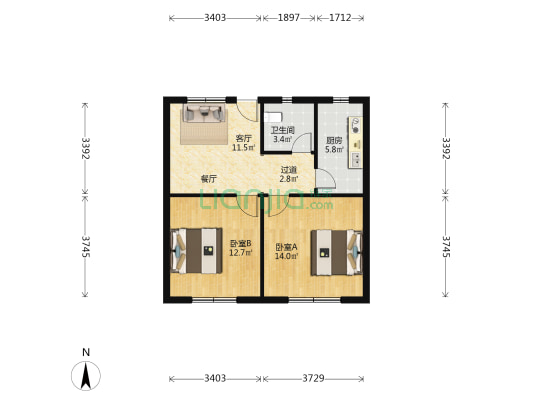 眉州家具商城 2室1厅1卫 61平方