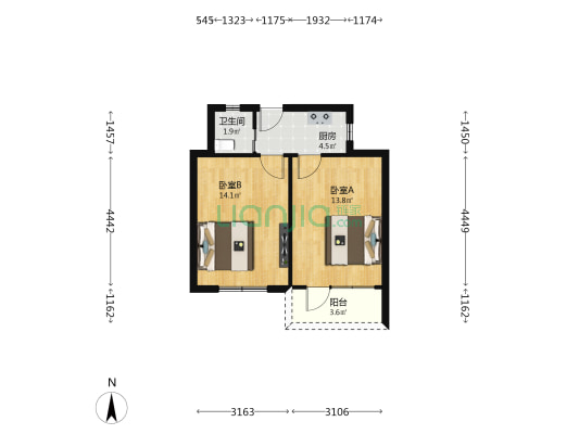 华阴路292号 2室0厅1卫 47平方