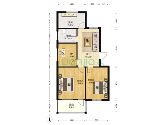 宏浦西园 3室1厅1卫 82平方