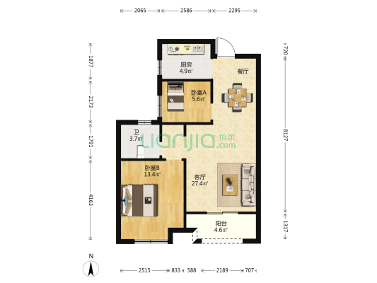 凤凰雅园 2室1厅1卫 73平方