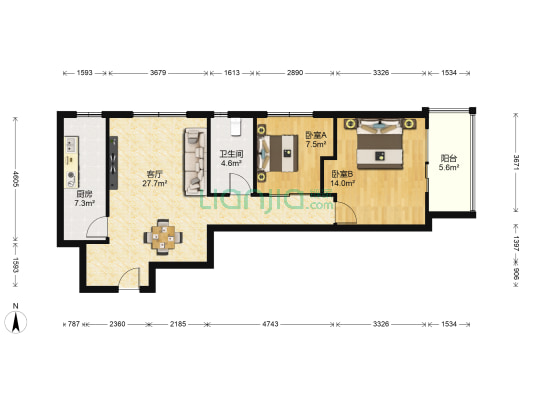 八冶家园北区 2室1厅1卫 94平方