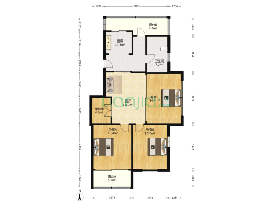 雅舍园 3室1厅1卫 123平方