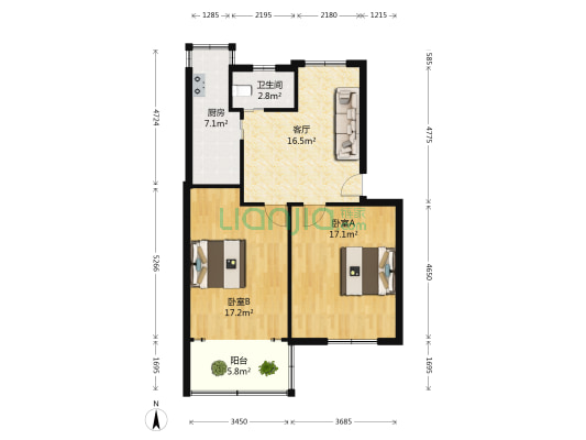 钢花新村111街 2室1厅1卫 70平方