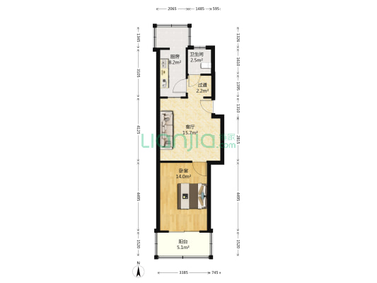 红星路178号 1室1厅1卫 51平方