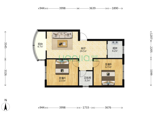 商业街 2室1厅1卫 78平方