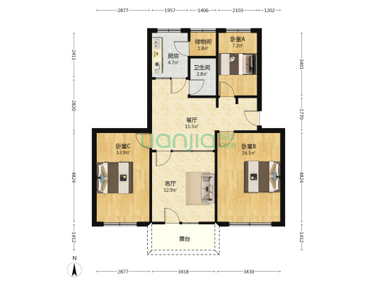 朝晖里华航小区 3室2厅1卫 100平方