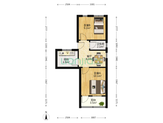 水清沟三小区 2室1厅1卫 50平方