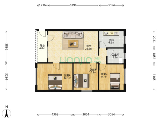 海运路42号 3室1厅1卫 84平方