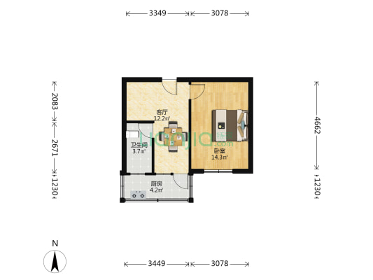 二十六宿舍 1室1厅1卫 40平方