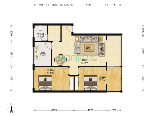 清溪东路4号 2室1厅1卫 93平方