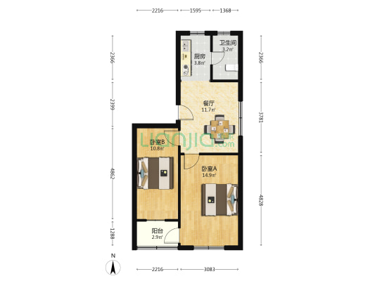 轻工新村 2室1厅1卫 60平方