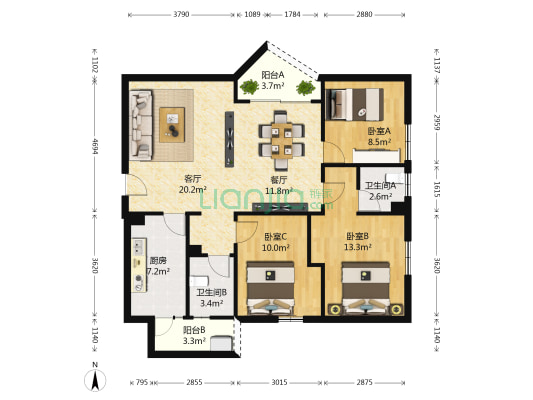 永胜广场 3室2厅2卫 114平方