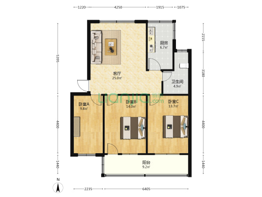 小寺小区 3室1厅1卫 94平方