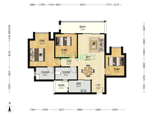 佳兆业珑樾壹号 3室1厅2卫 89平方