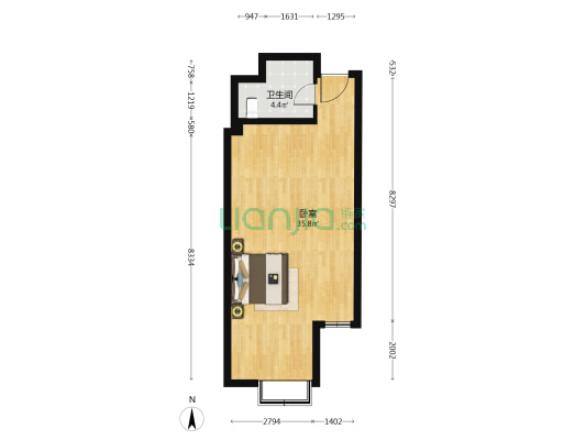 火神庙商业中心 1室0厅1卫 60平方