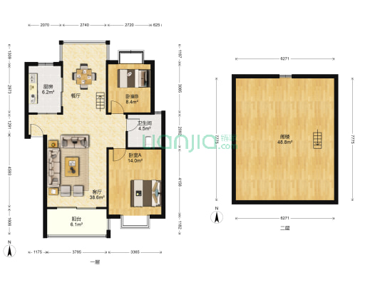 绿洲茗苑 2室1厅1卫 92平方