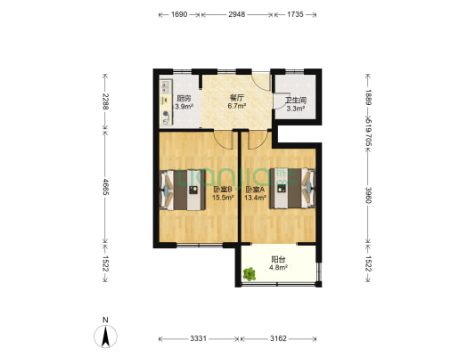 新陆花苑 2室1厅1卫 74平方