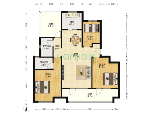中海·九樾府 3室1厅2卫 116平方