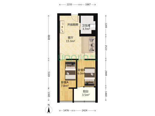 华元云水苑 2室1厅1卫 47平方