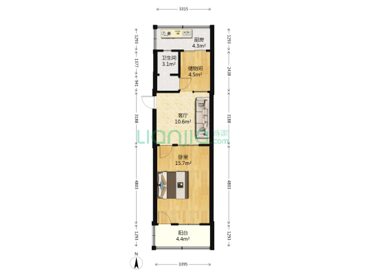 黄台板桥238号 1室1厅1卫 57平方