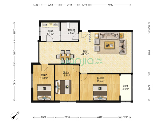 协和居 3室1厅1卫 101平方