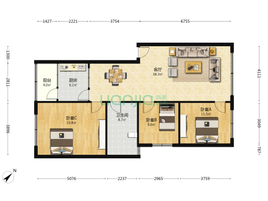 水电新村 3室1厅1卫 117平方