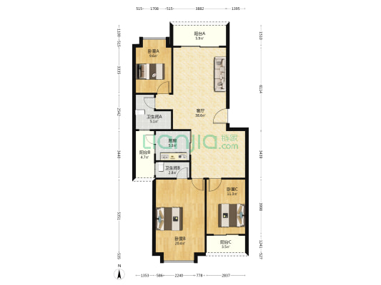悦达名居 3室1厅2卫 131平方