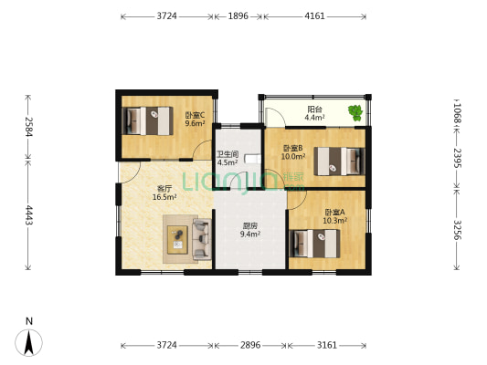 金榜小区 3室1厅1卫 86平方