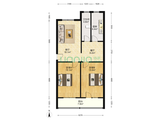 华光小区 2室2厅1卫 95平方