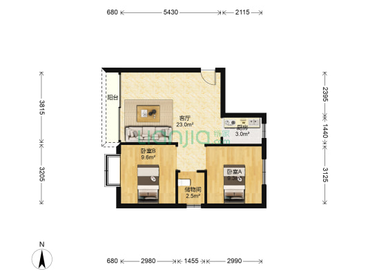 景兴大厦 2室1厅0卫 62平方