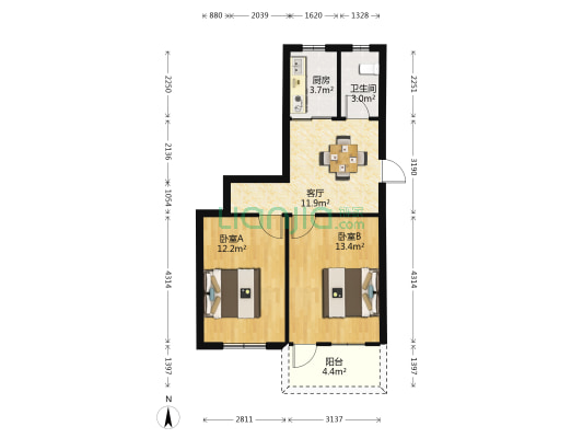 棉百弄 2室1厅1卫 60平方