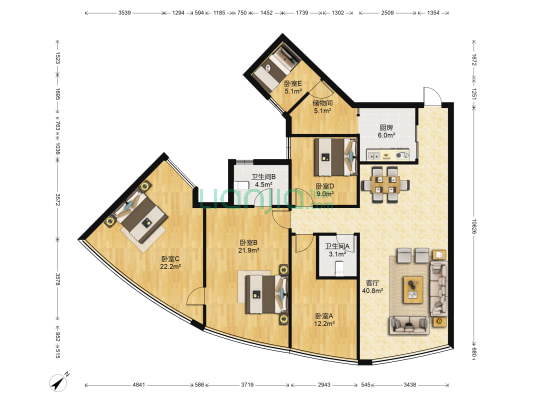 春之城 5室1厅2卫 151平方