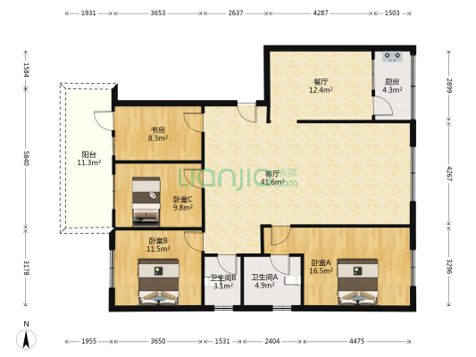 珊瑚新邨 4室2厅2卫 131平方