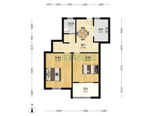 佘北家园紫荆苑 2室1厅1卫 76平方
