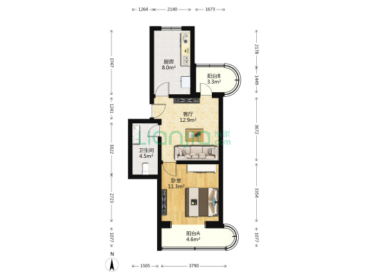 华燕家园 1室1厅1卫 60平方