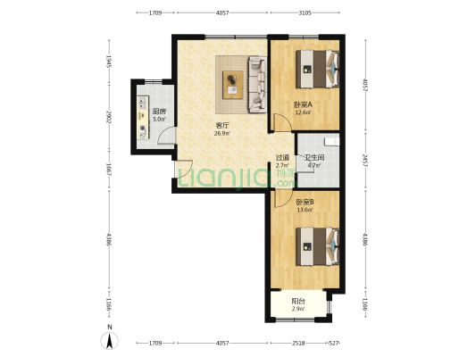 浩庭花园三期 2室1厅1卫 96平方