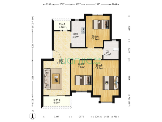 南环东路3号 3室1厅1卫 92平方