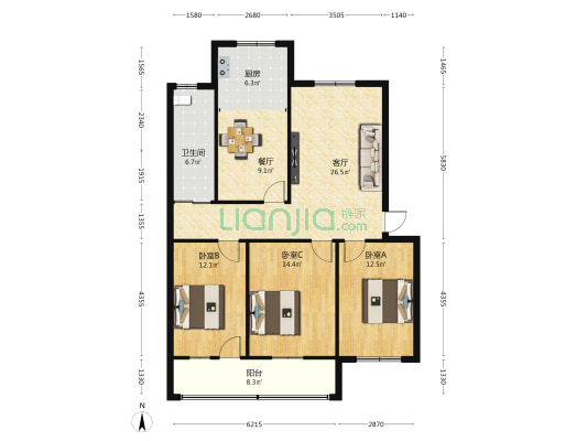 河道管理局家属院(天中山大道641号) 3室2厅1卫 112平方