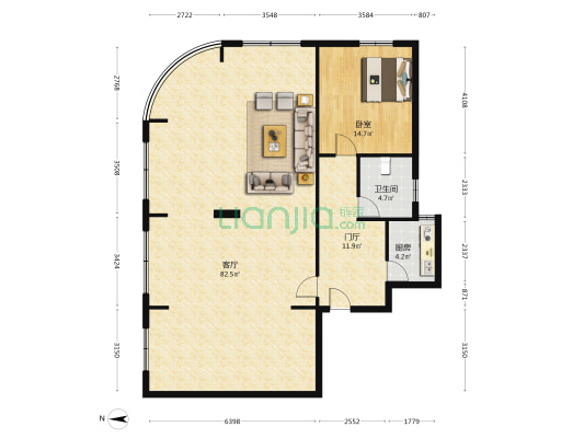 港天大厦（渝中） 1室1厅1卫 170平方