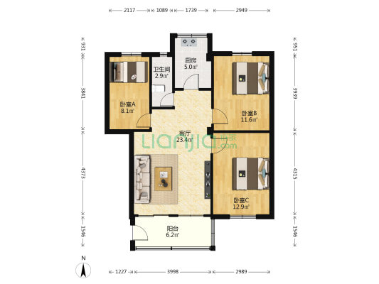 花东镇育英村 3室1厅1卫 95平方