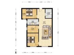 新干线南向两居  采光好 楼间距大 视野开阔-涿州高铁新干线户型图