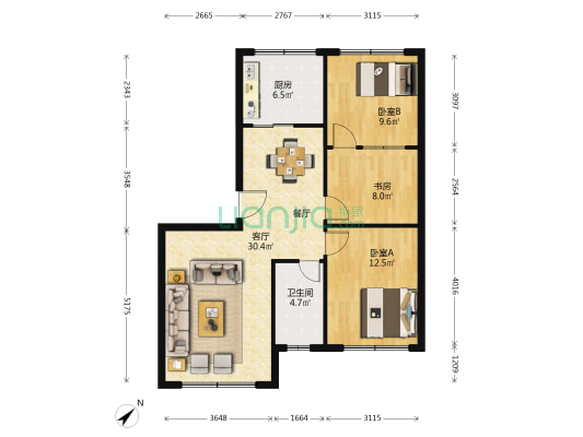 长山路15号 3室1厅1卫 93平方