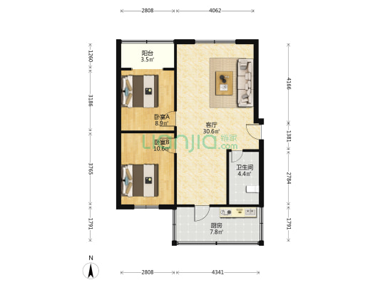 外双楠教师公寓 2室1厅1卫 81平方