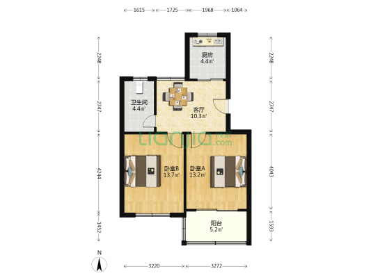 富岩路13号 2室1厅1卫 65平方