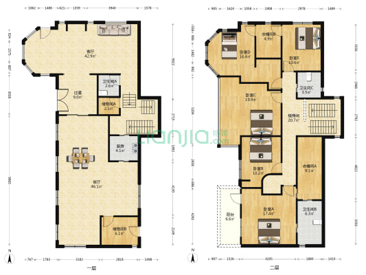 四方西郊花园 5室2厅3卫 244平方