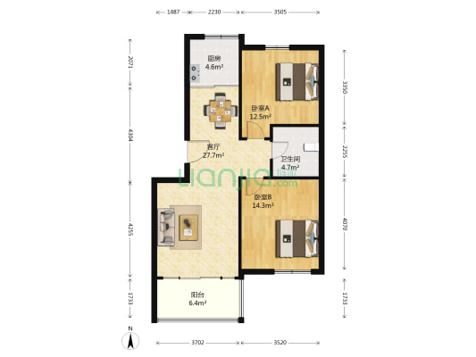 泡崖康祥园 2室1厅1卫 69平方
